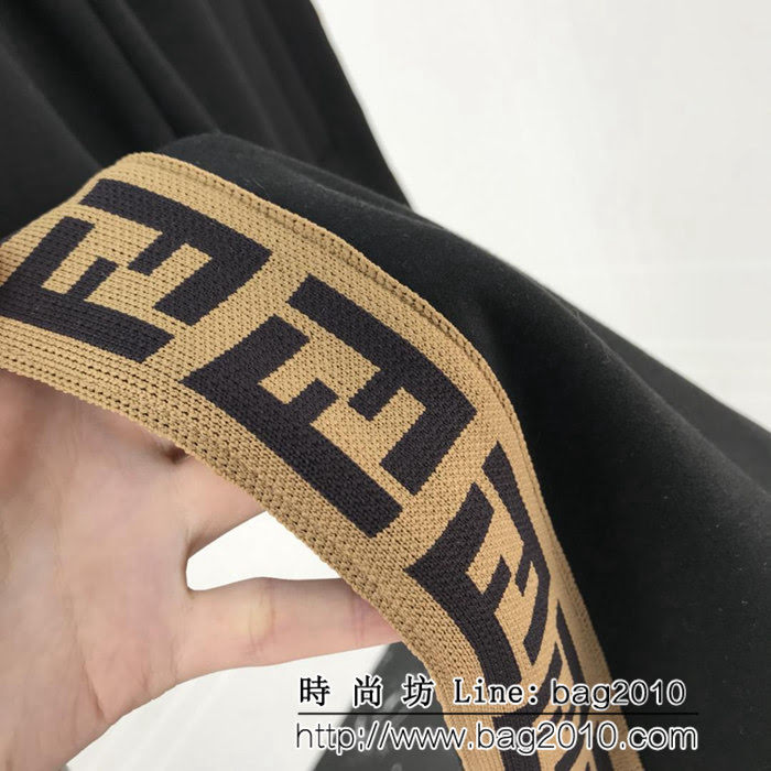 FENDI芬迪 18FW 最新款 黑色FF徽標織帶 經典復古 拉鏈夾克外套套裝 情侶款 ydi1645
